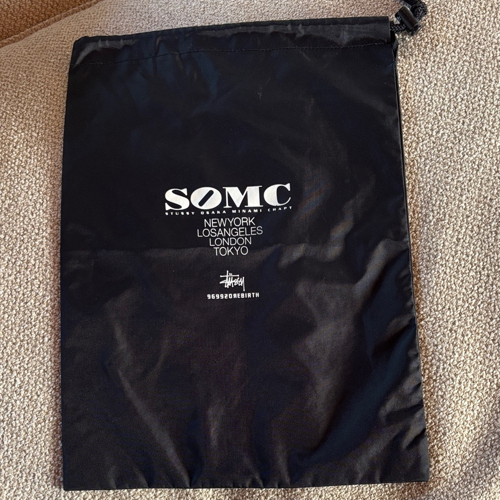 Stussy Black SOMC Logo Drawstring Pouch RARE EXCLUSIVE